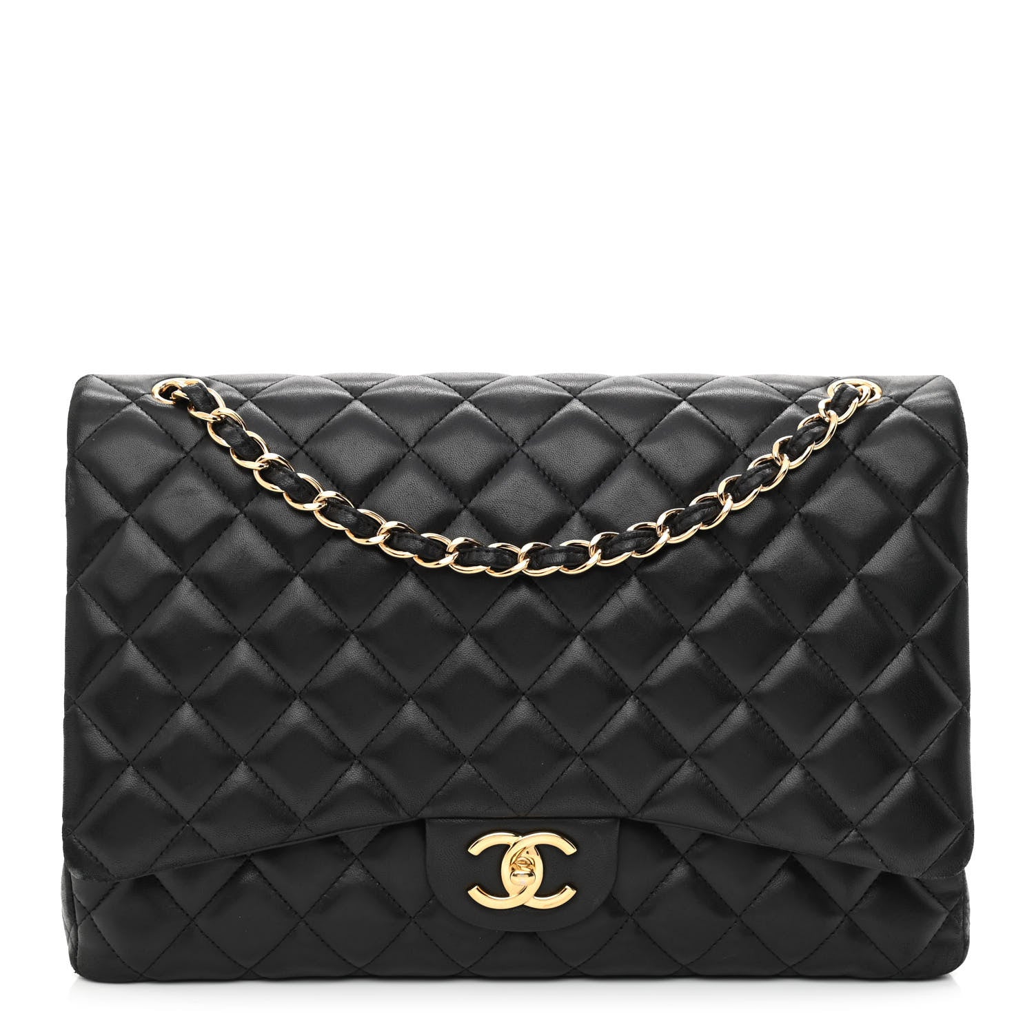 Chanel Lambskin Quilted Maxi Double Flap Black 1 of 19
