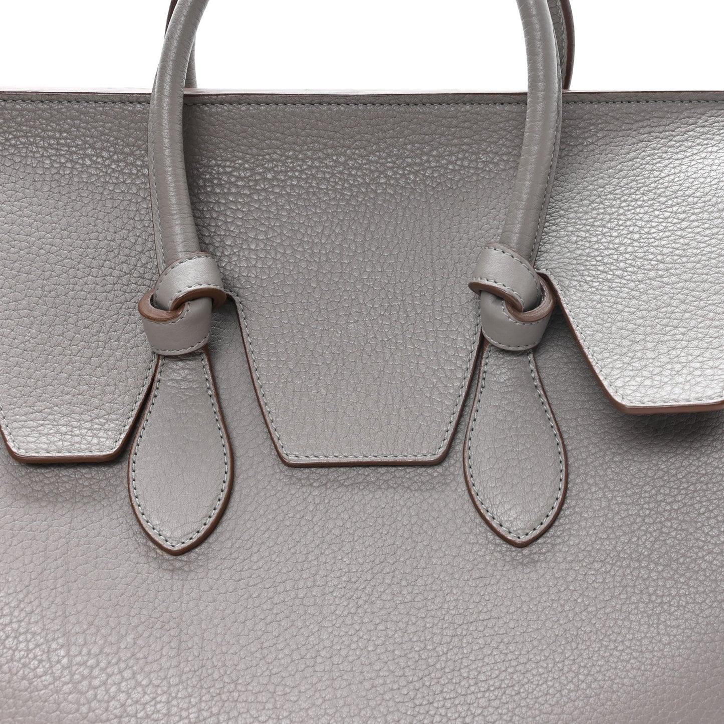 Crisped Calfskin Small Tie Knot Tote Medium Grey
