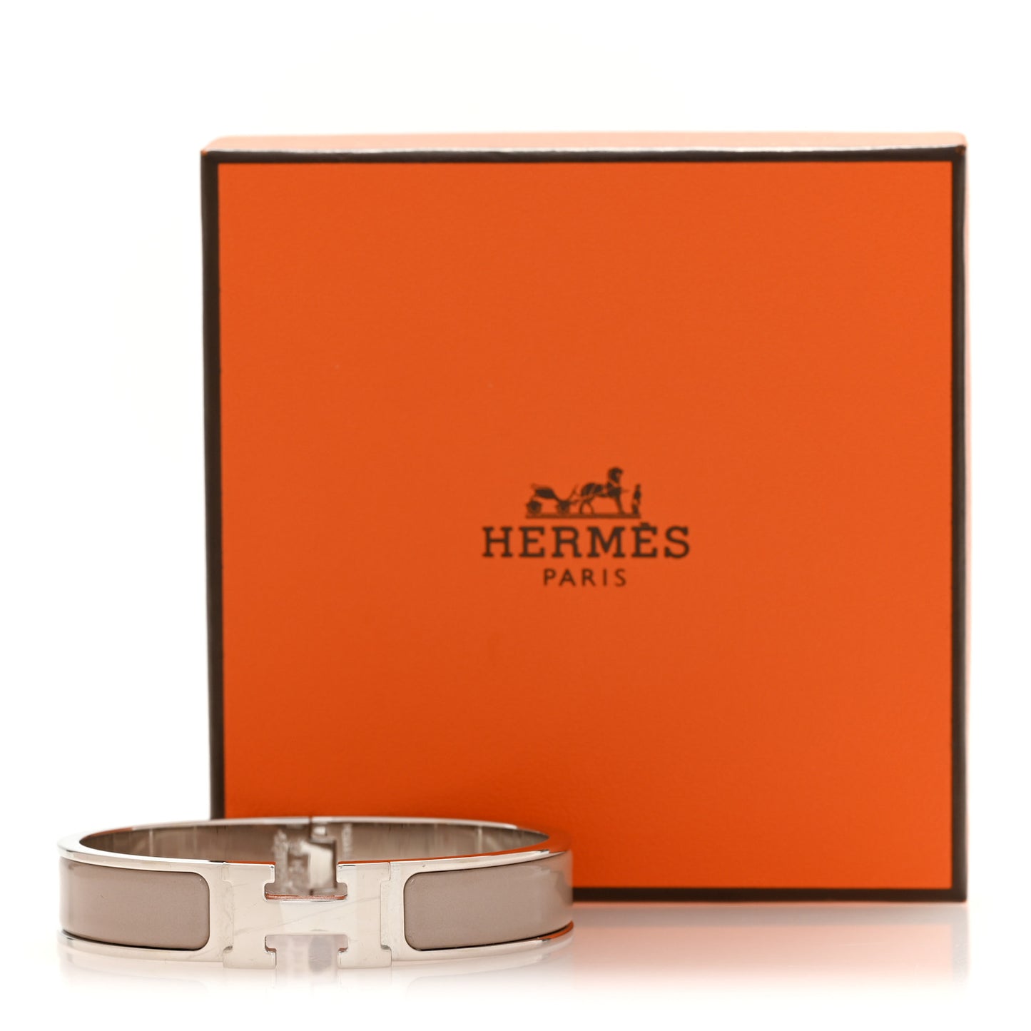 Enamel Narrow Clic Clac H Bracelet PM Marron Glace
