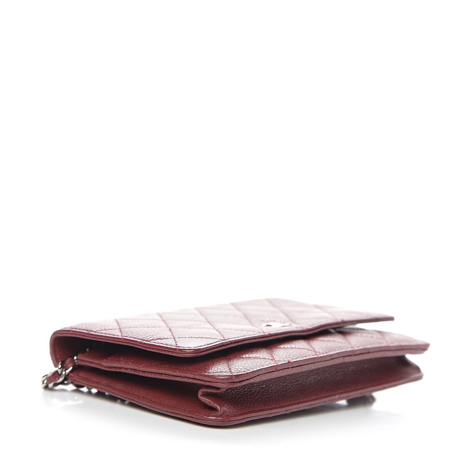 Caviar Quilted Wallet On Chain WOC Dark Red