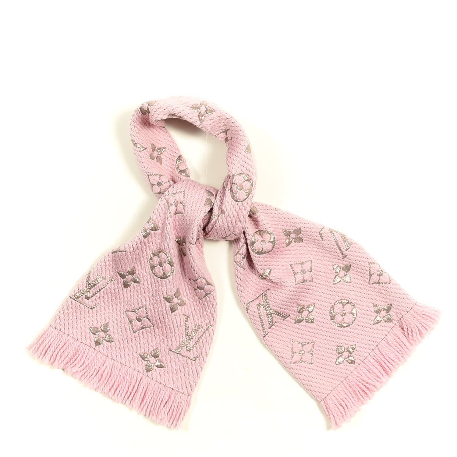 Louis Vuitton Wool Silk Logomania Shine Scarf Pink 3 of 3