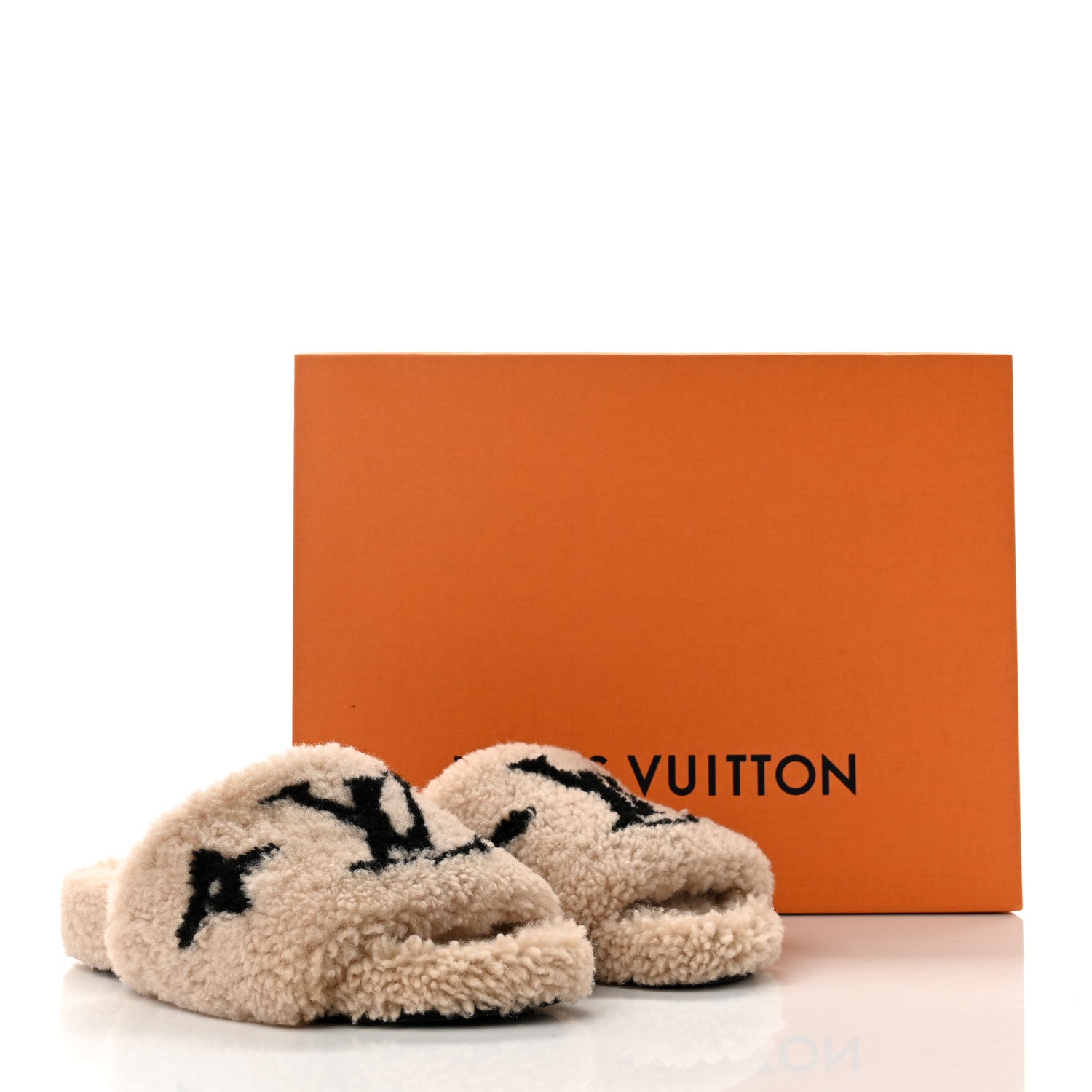 Louis Vuitton Shearling Bom Dia Flate Mules 38 Beige 9 of 9