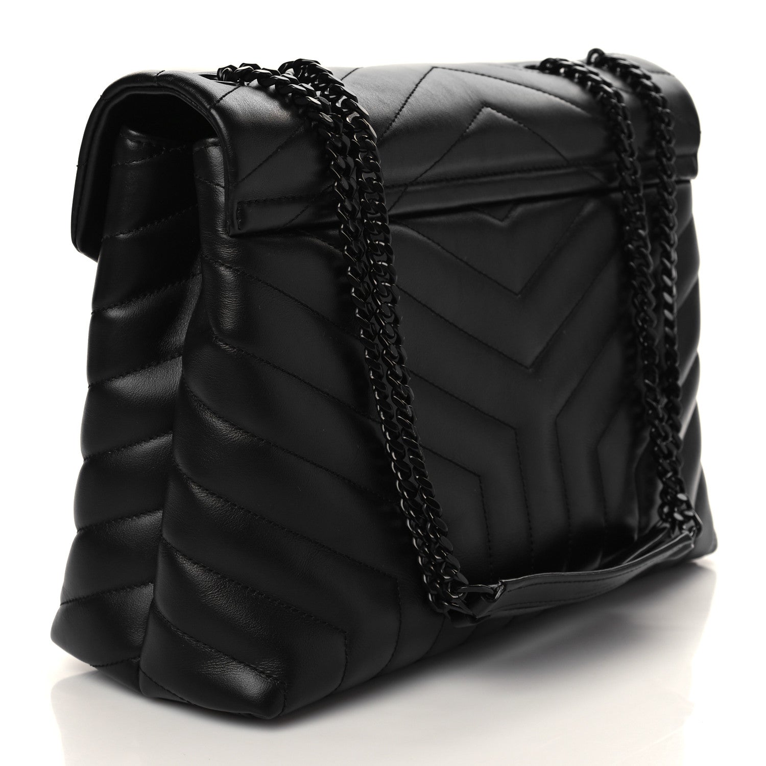 Saint Laurent Calfskin Y Quilted Monogram Medium Loulou Chain Satchel Black 2 of 5