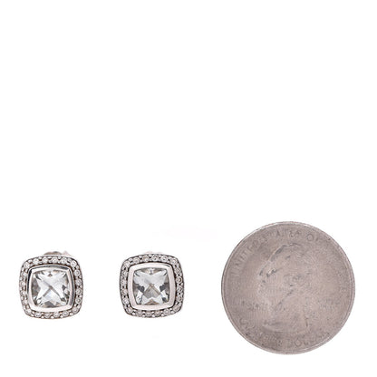 David Yurman Sterling Silver Diamond Prasiolite 7mm Petite Albion Earrings 2 of 17