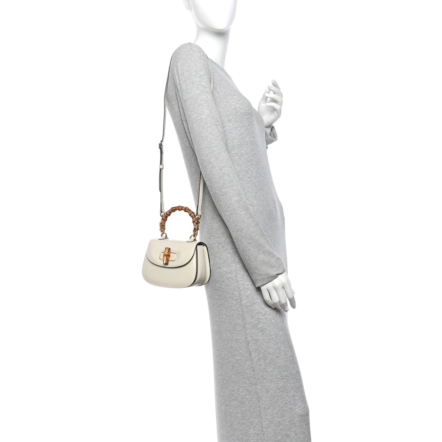 Boarded Dyana Lux Calfskin Web Mini Bamboo 1947 Top Handle Bag Mystic White