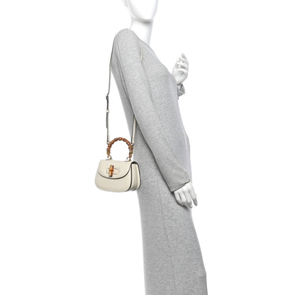 Gucci Boarded Dyana Lux Calfskin Web Mini Bamboo 1947 Top Handle Bag Mystic White 2 of 10