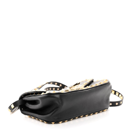 Valentino Garavani Vitello Mini Rockstud Flap Saddle Crossbody Bag Black 4 of 9