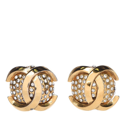 Chanel Crystal CC Clip On Earrings Gold 1 of 7