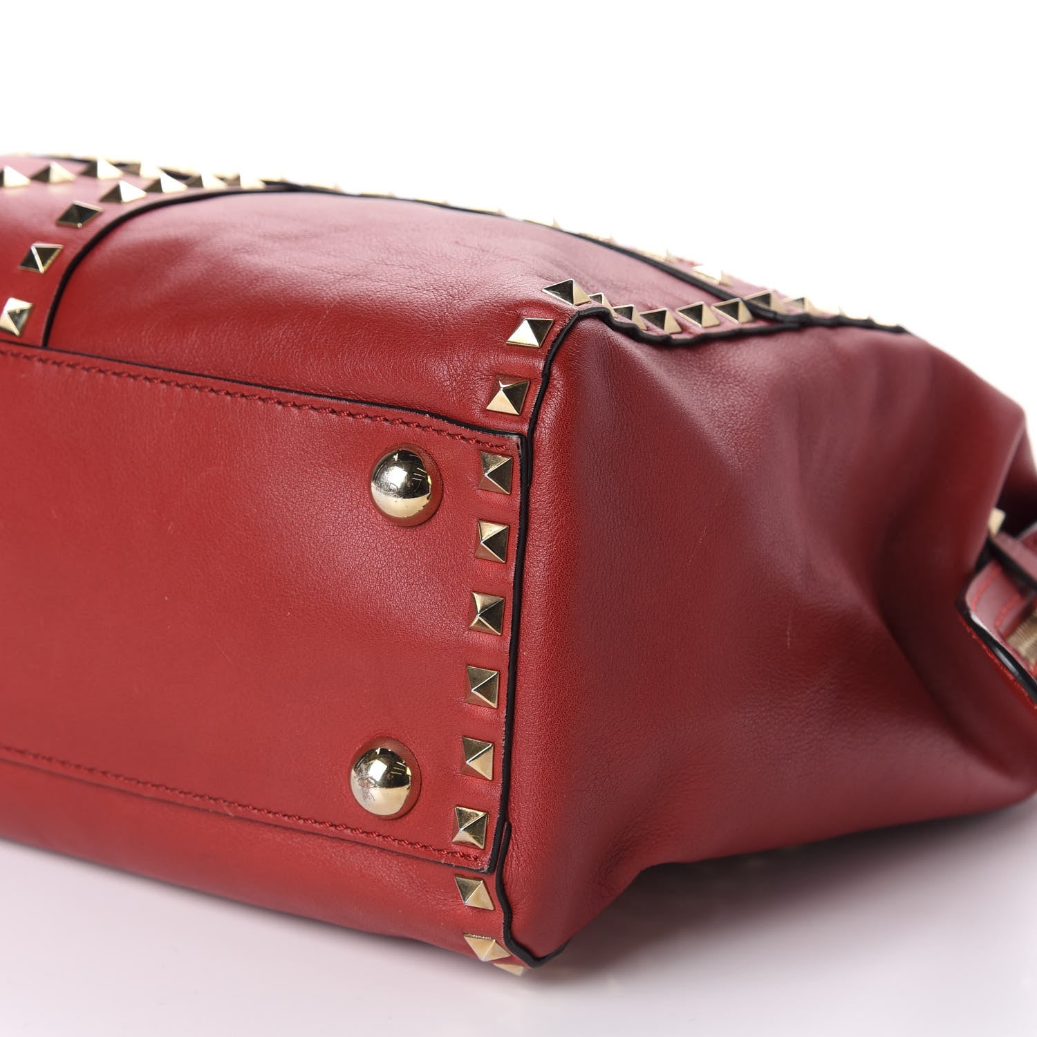 Valentino Garavani Calfskin Rockstud Top Handle Satchel Rosso Valentino 6 of 14