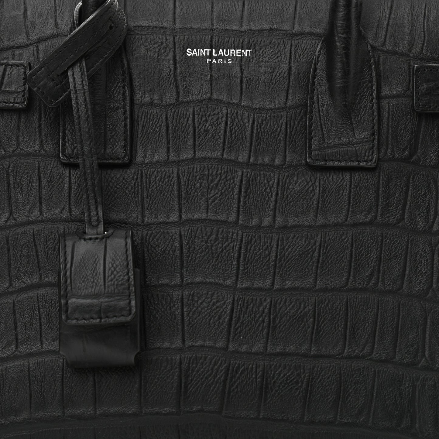 Calfskin Crocodile Embossed Baby Sac De Jour Black