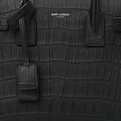Saint Laurent Calfskin Crocodile Embossed Baby Sac De Jour Black 8 of 10