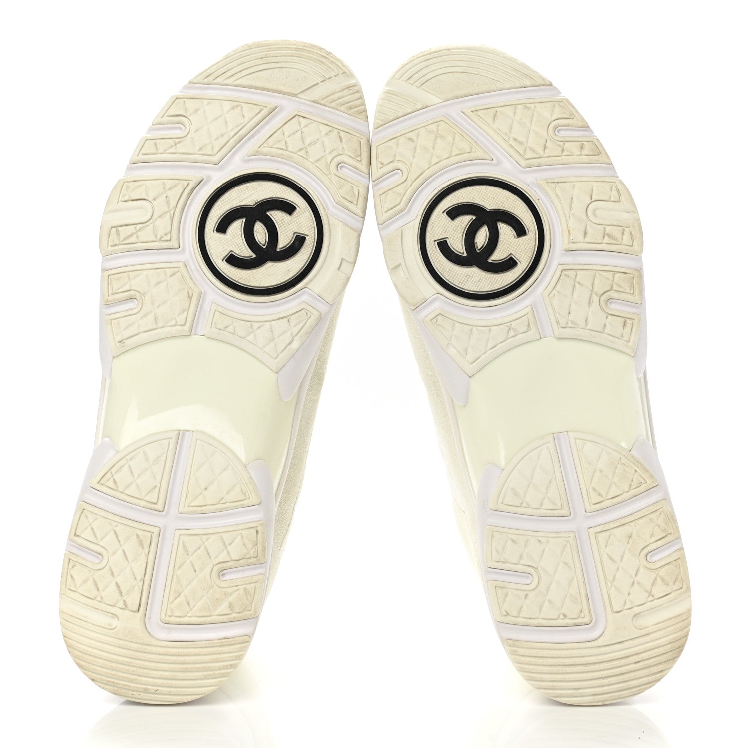 Chanel Suede Calfskin Fabric CC Sneakers 40.5 White 5 of 10