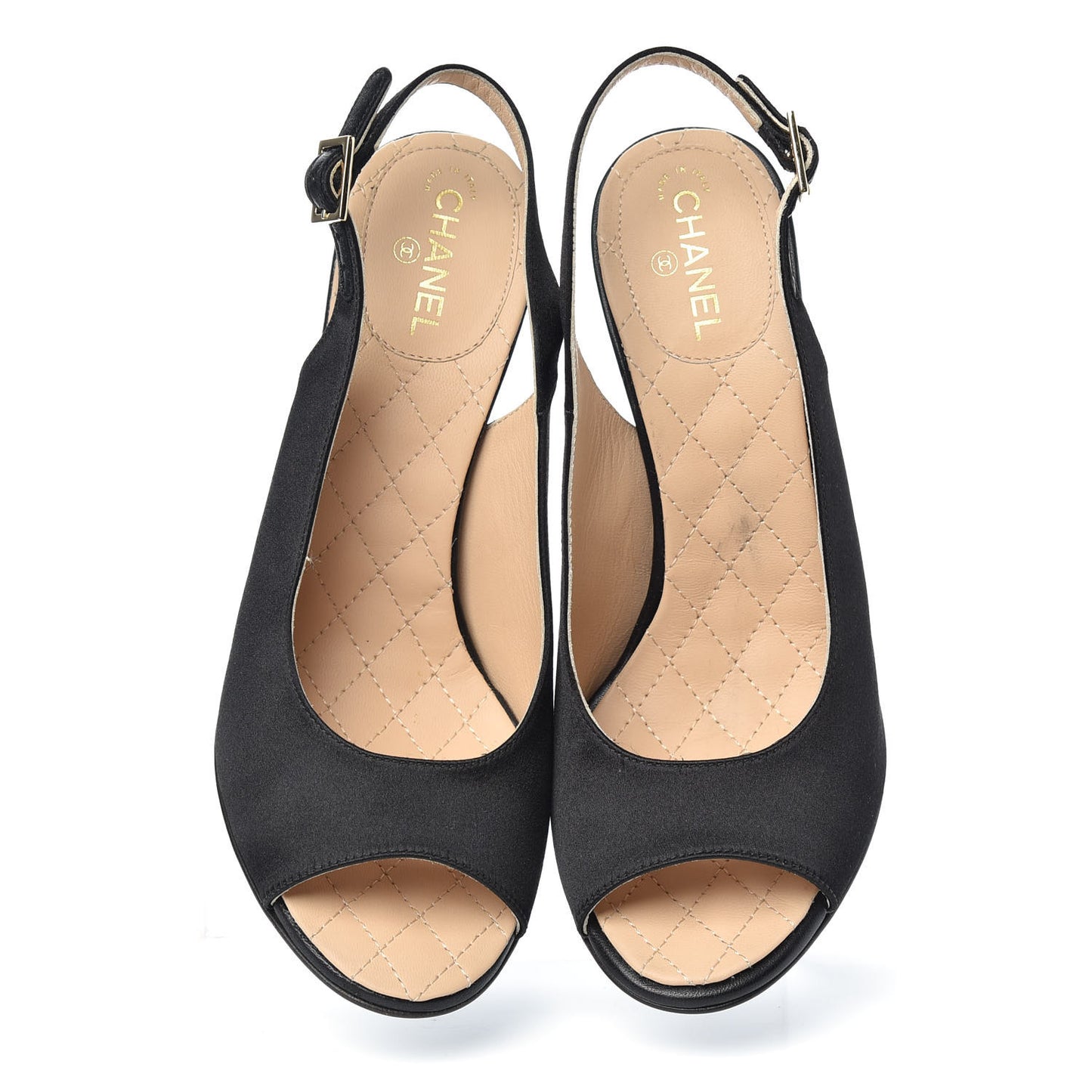 Satin Lucite Peep Toe Slingback Pumps 37 Black
