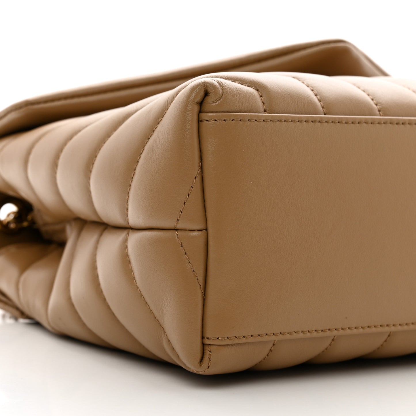 Calfskin Y Quilted Monogram Small Loulou Chain Satchel Dark Beige