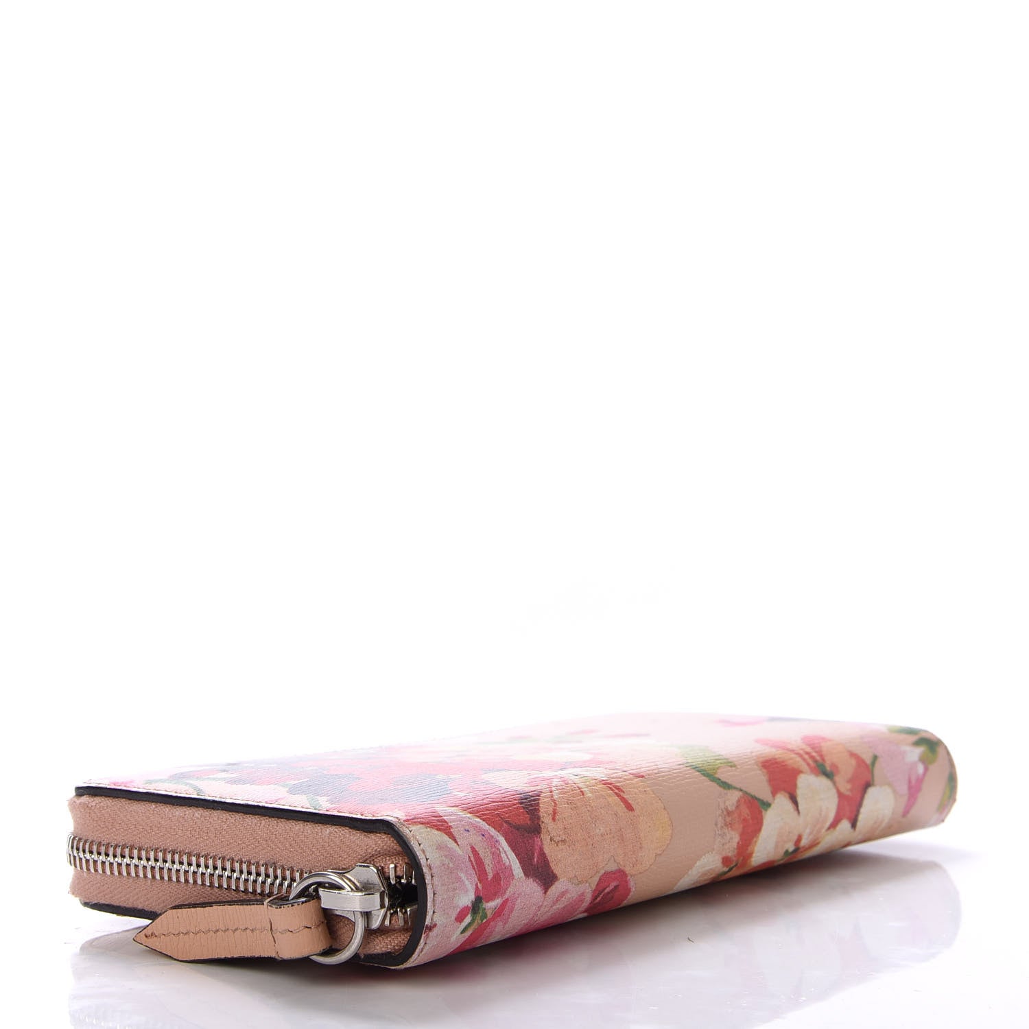Gucci Shangai Calfskin Blooms Print Zip Around Wallet Pink Apricot Multicolor 4 of 6