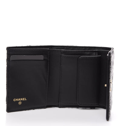 Chanel Lambskin Camellia Embossed Small Wallet Black 4 of 8