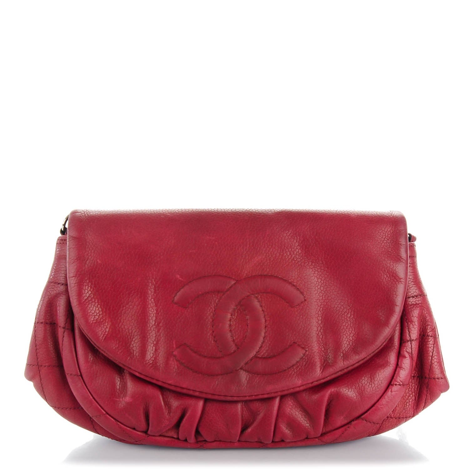 Chanel Caviar Half Moon Wallet On Chain WOC Dark Red 1 of 9