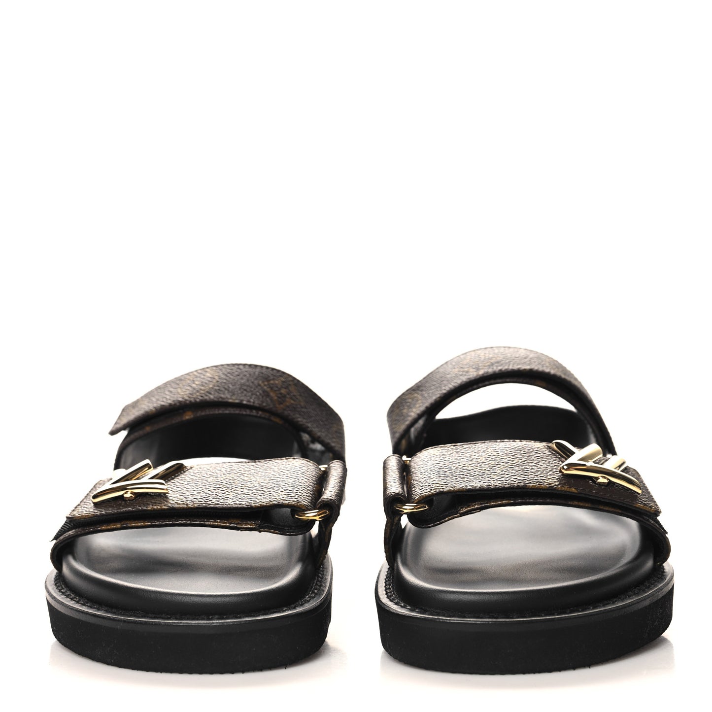 Monogram LV Sunset Comfort Flat Sandals 38 Cacao Brown