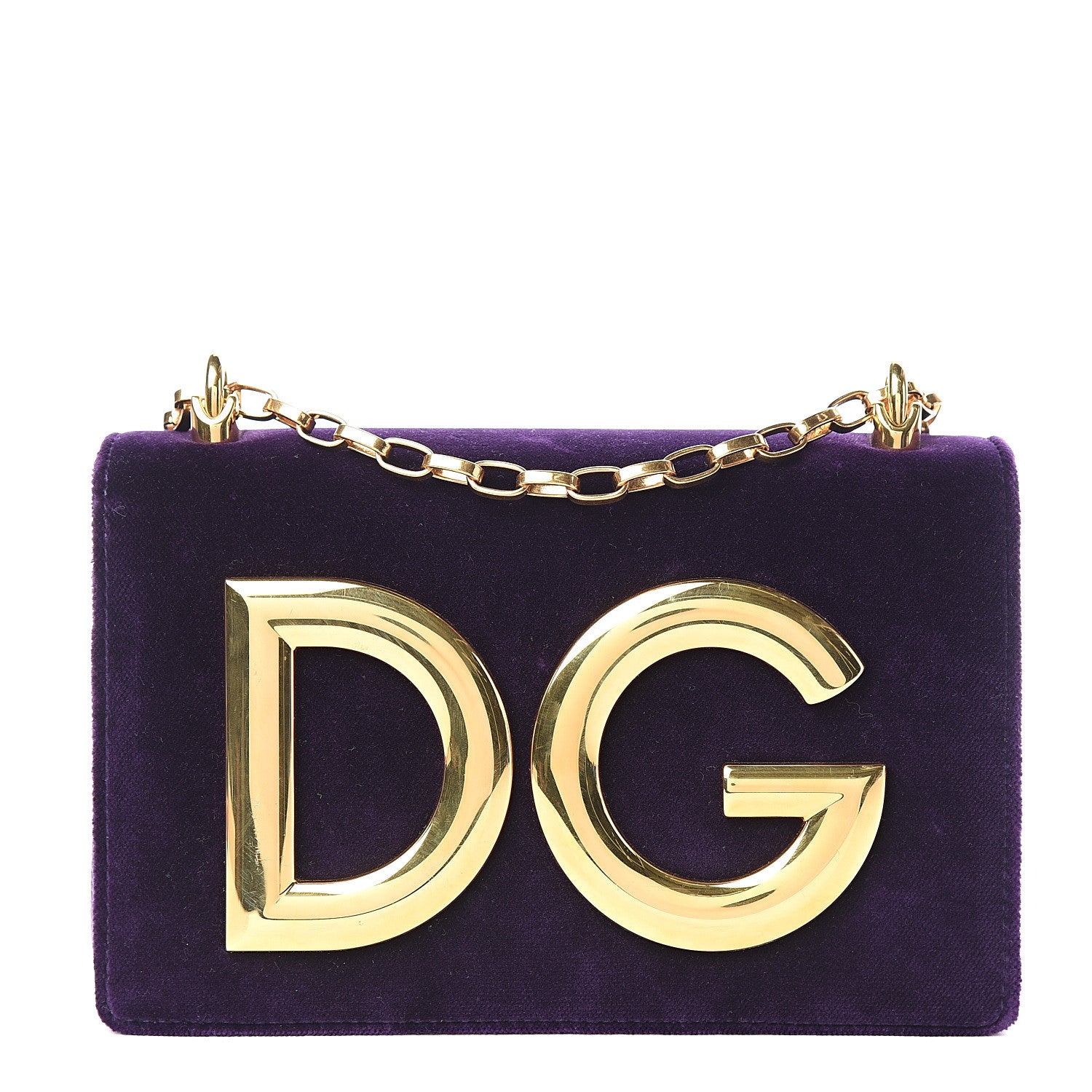 Dolce & Gabbana Velvet Lizard Calfskin Embossed DG Shoulder Bag Purple 1 of 7