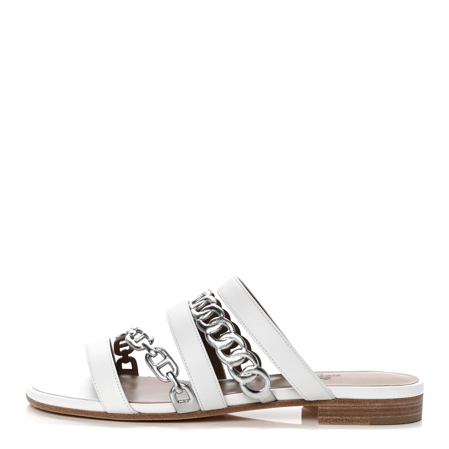 Hermes Nappa Amalfi Sandals 35.5 White Gris Argente 1 of 10