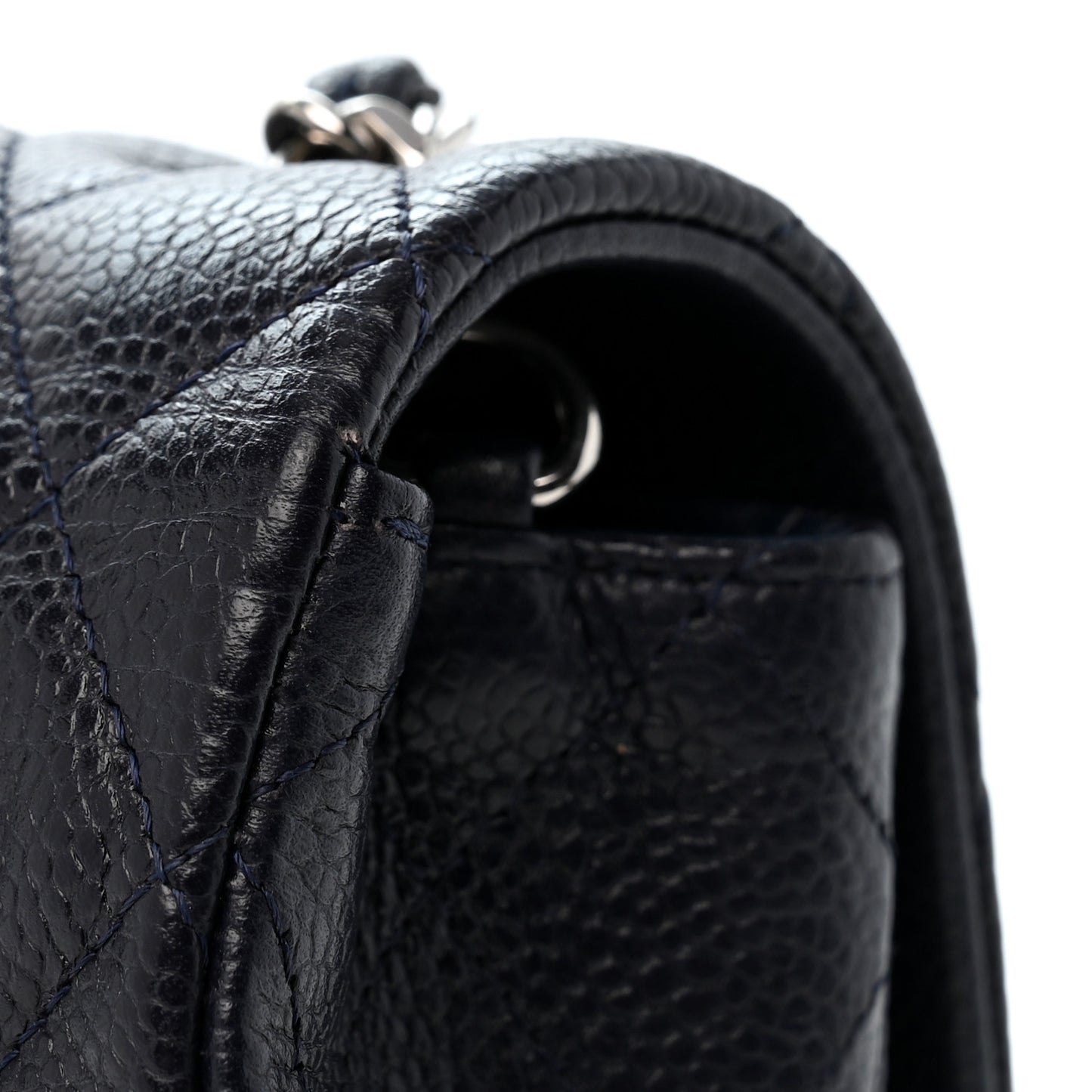 Caviar Quilted Mini Rectangular Flap Navy