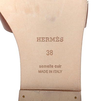 Hermes Box Calfskin Oran Sandals 38 Gold 7 of 10