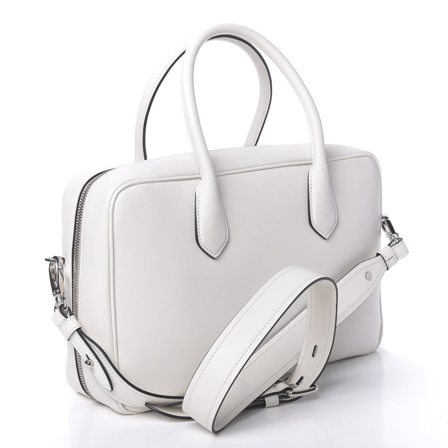 City Calfskin Racing Logo Bowler White Black