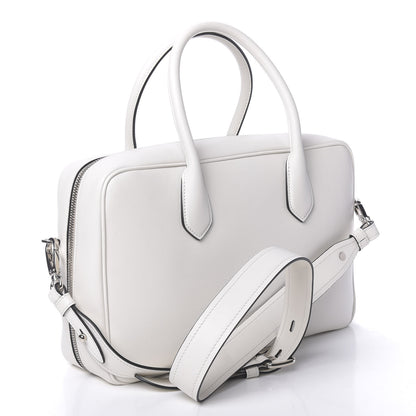 Prada City Calfskin Racing Logo Bowler White Black 3 of 9