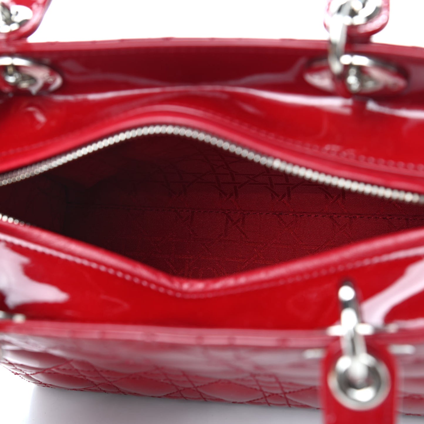 Patent Cannage Medium Lady Dior Red