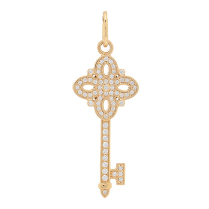 Tiffany 18K Yellow Gold Diamond Mini Victoria Key Pendant 2 of 4