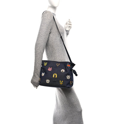 Loewe X Louis Wain Denim Embroidered Futurist Cats Medium Flamenco Knot Clutch Blue 2 of 10