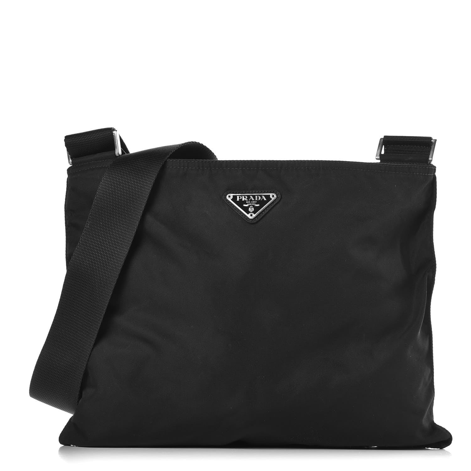 Prada Tessuto Nylon Flat Messenger Bag Black 1 of 7