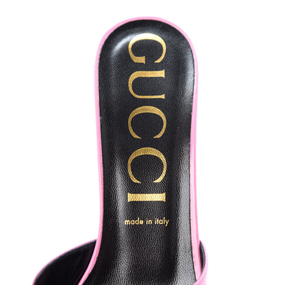 Gucci Polished Calfskin Scarlet Mid Heel Slide Sandals 41 Pink Plexi 8 of 11