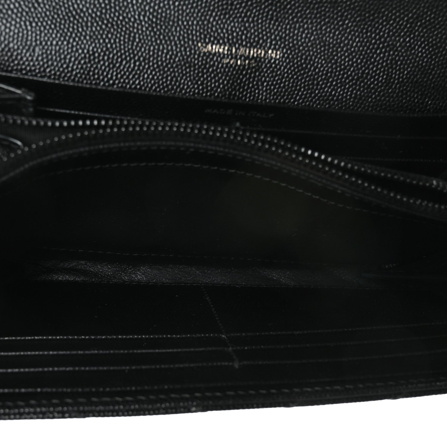 Saint Laurent Grain De Poudre Matelasse Chevron Monogram Flap Wallet Black 6 of 10