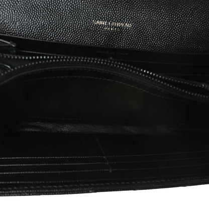 Saint Laurent Grain De Poudre Matelasse Chevron Monogram Flap Wallet Black 6 of 10