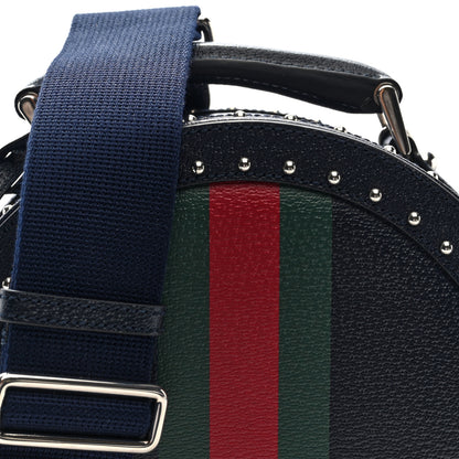 Gucci Textured Dollar Calfskin Web Mini Savoy Hat Box Dark Blue 13 of 17