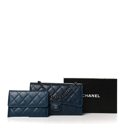 Chanel Caviar Quilted Wallet on Removable Chain Navy 10 of 10