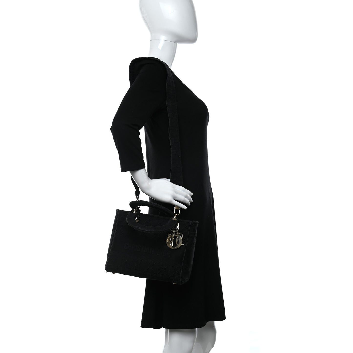 Canvas Embroidered Cannage Medium Lady D-Lite Black