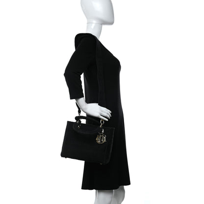 Christian Dior Canvas Embroidered Cannage Medium Lady D-Lite Black 2 of 8