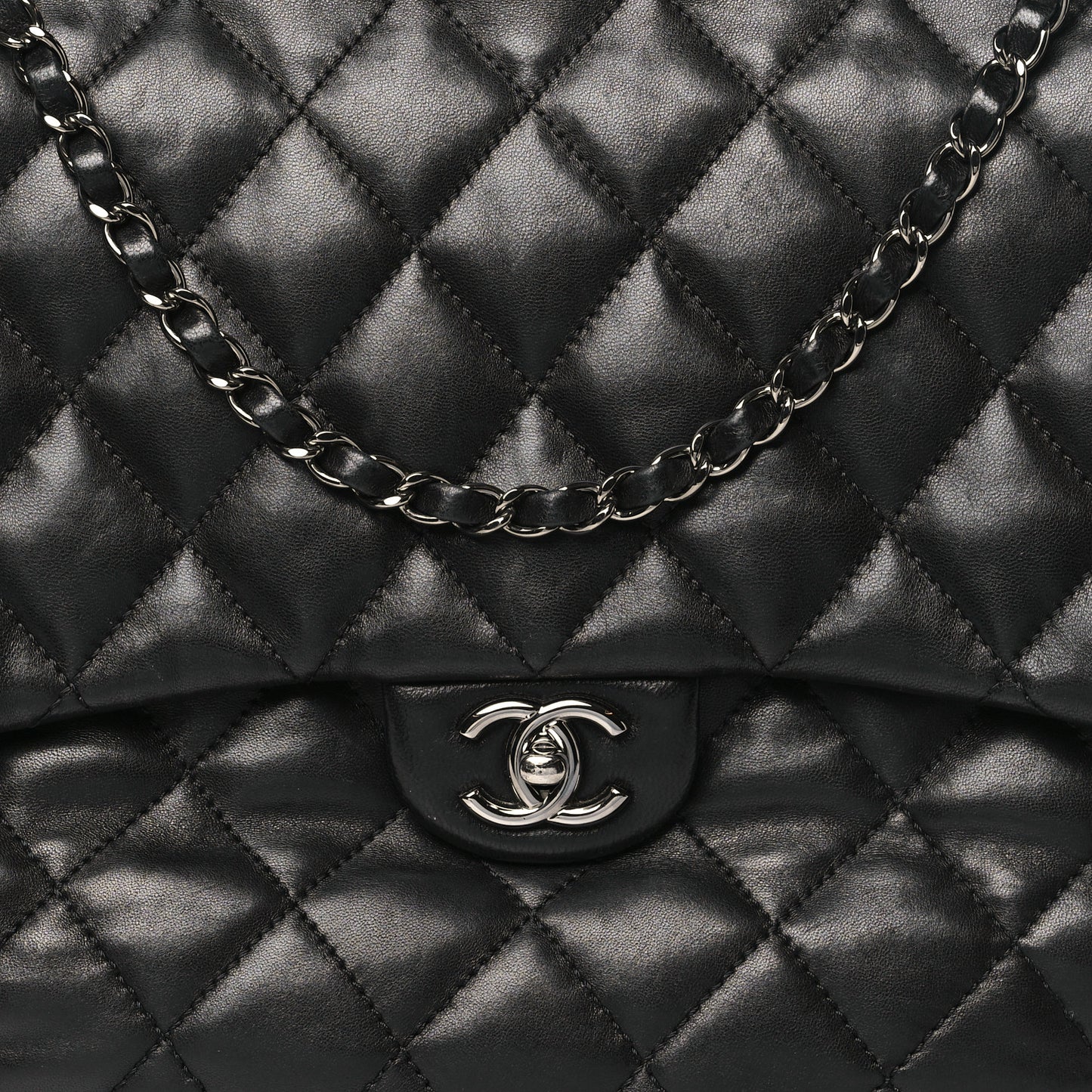 Lambskin Quilted Chanel 3 Maxi Flap Bag Black