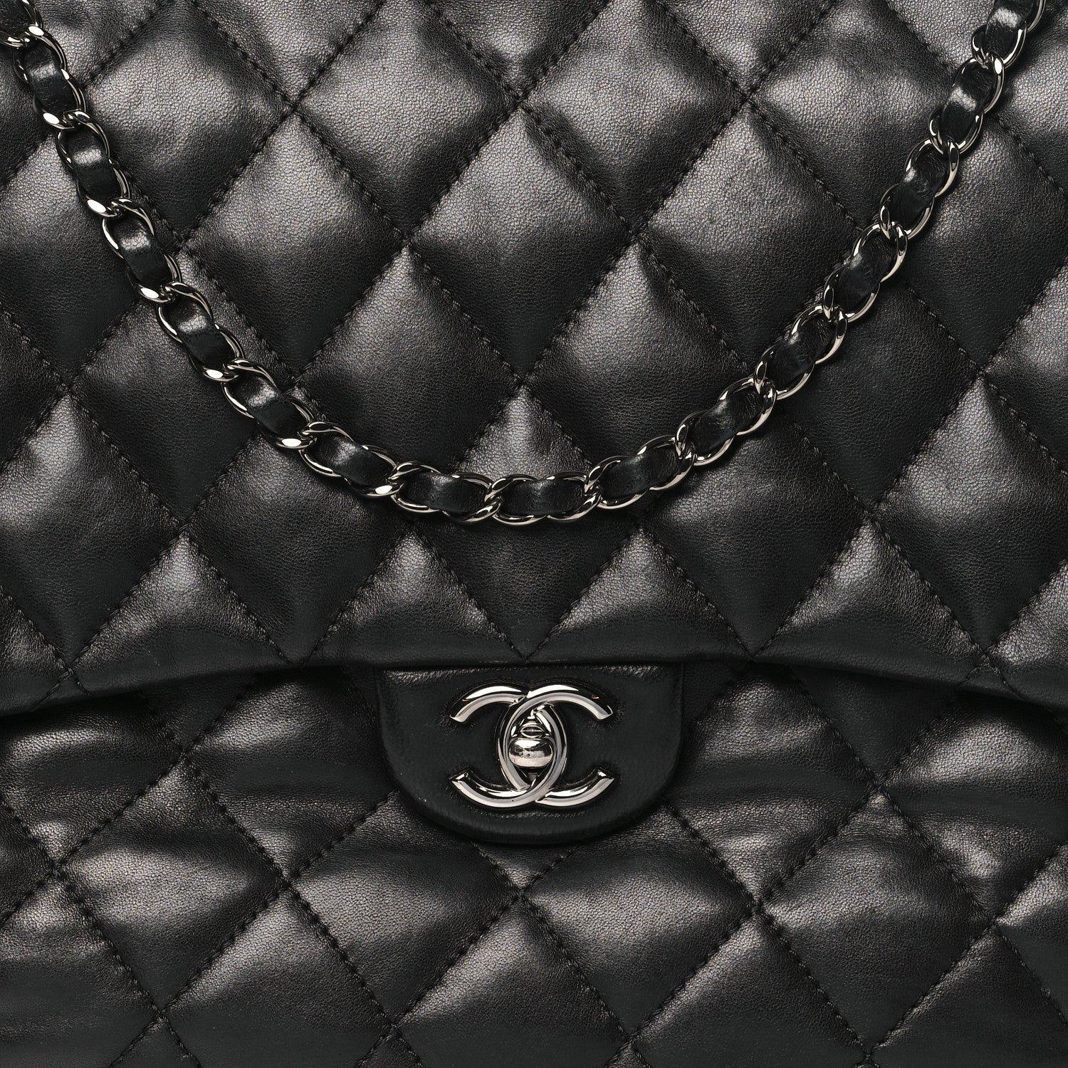 Chanel Lambskin Quilted Chanel 3 Maxi Flap Bag Black 7 of 9