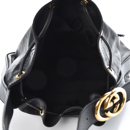 Gucci Pebbled Calfskin Medium Interlocking Icon Shoulder Bag Black 5 of 7