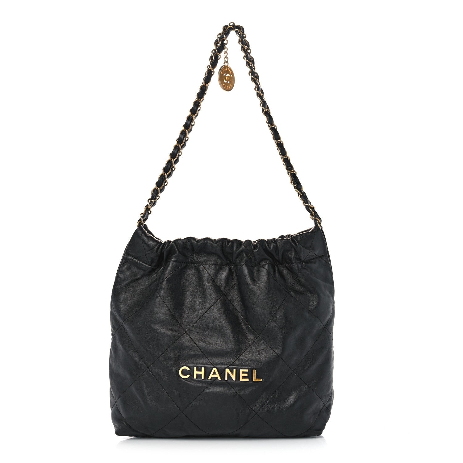Chanel Shiny Calfskin Quilted Small Chanel 22 Black 1 of 23