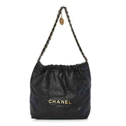 Chanel Shiny Calfskin Quilted Small Chanel 22 Black 1 of 23