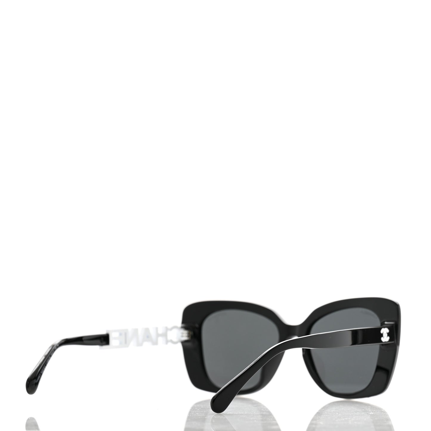 Acetate Strass Square Sunglasses 5422-B-A Black White