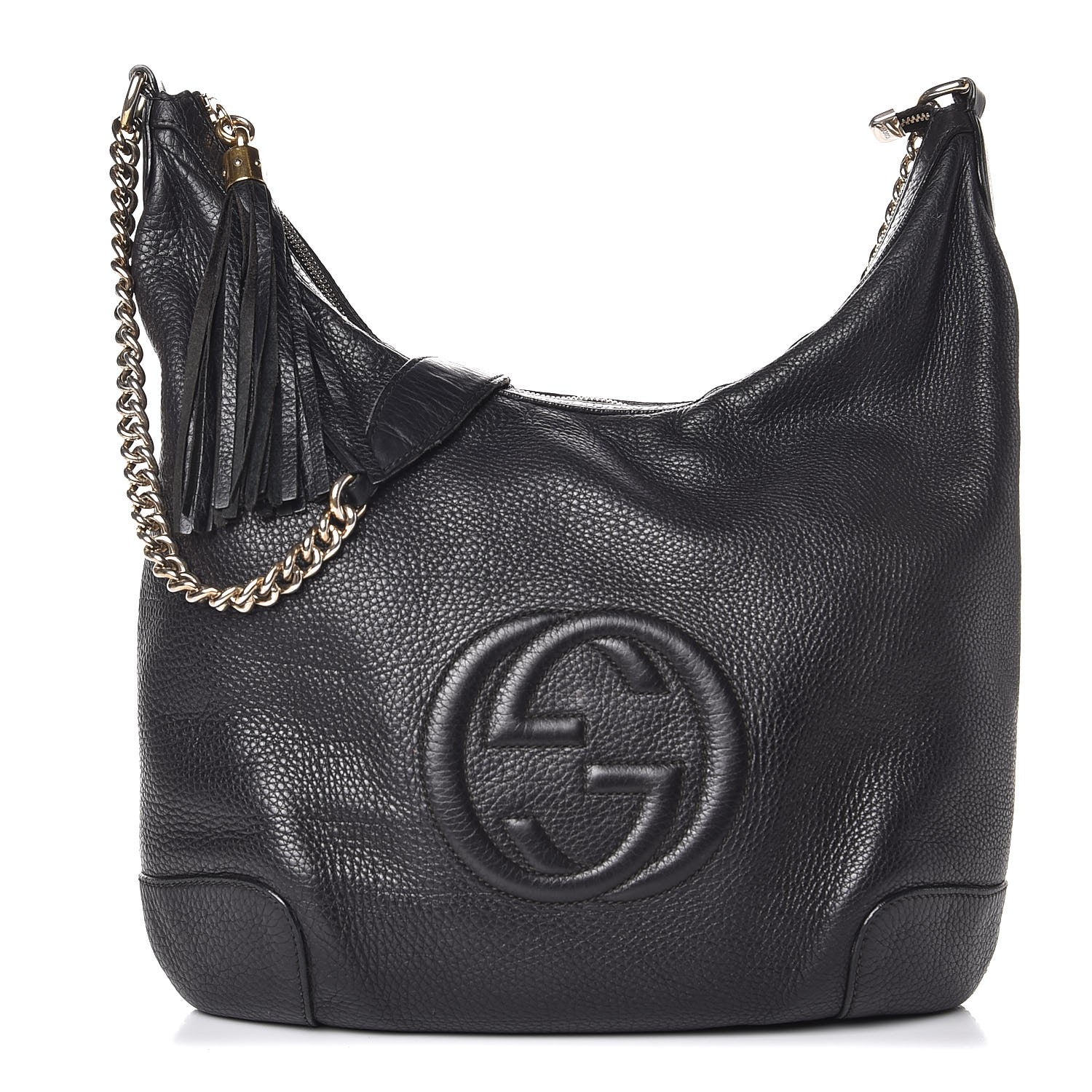 Gucci Pebbled Calfskin Medium Soho Chain Hobo Black 1 of 15