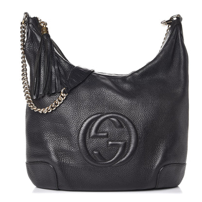 Gucci Pebbled Calfskin Medium Soho Chain Hobo Black 1 of 15