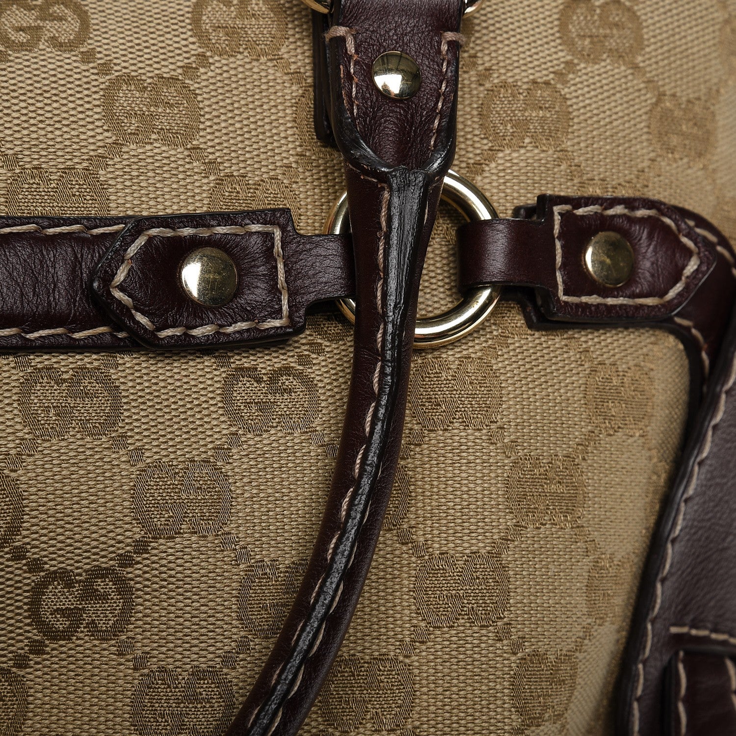 Gucci Monogram Medium Horsebit Nail Boston Brown 14 of 14