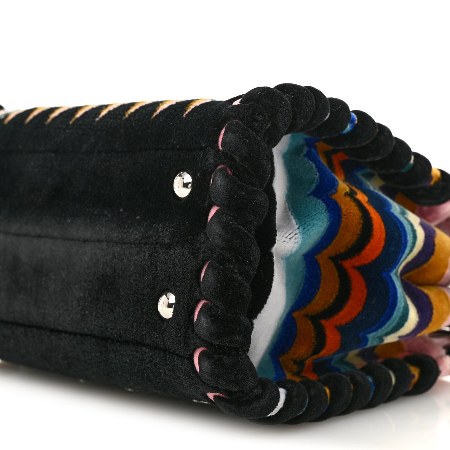 Velvet Embroidered Mini Peekaboo Iconic Satchel Black Multicolor
