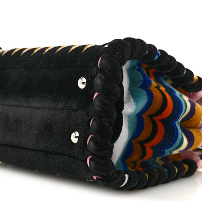 Fendi Velvet Embroidered Mini Peekaboo Iconic Satchel Black Multicolor 12 of 16